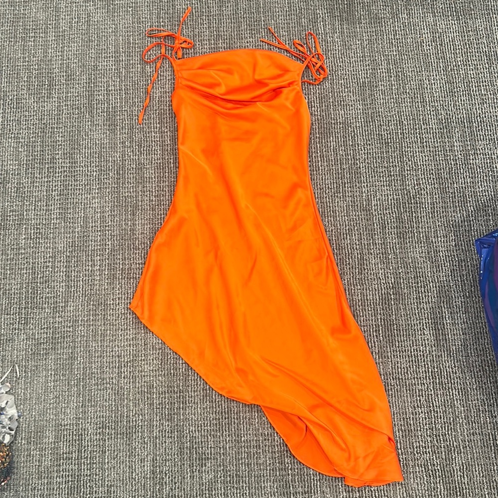 Orange slip satin dress size small